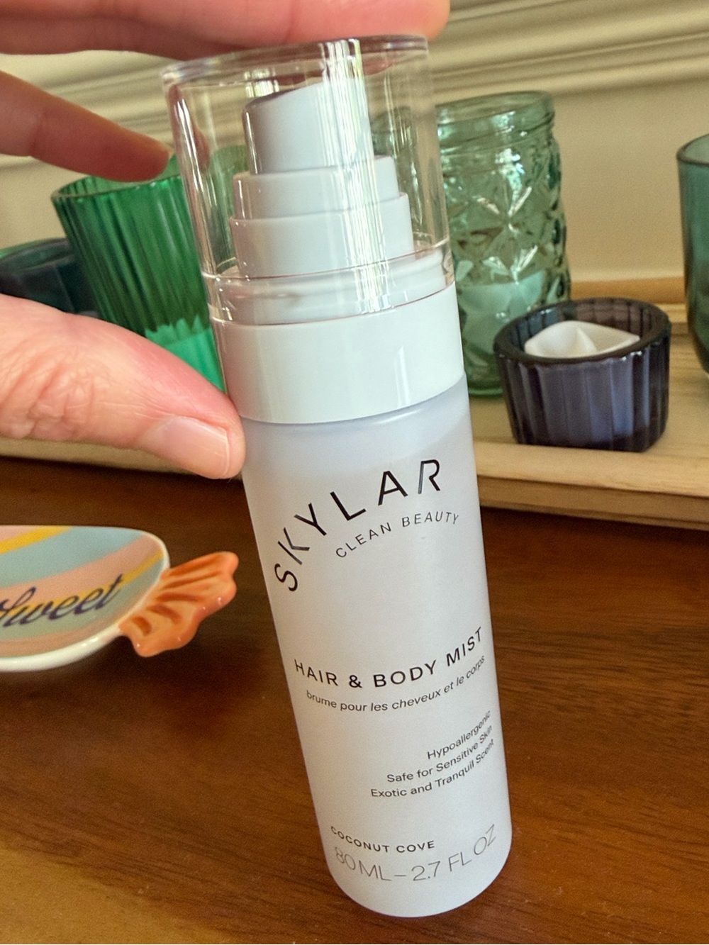 Skylar Coconut Cove Hair & Body Mist Light Blue bottle vegan clean travel beach - Picture 5 of 6